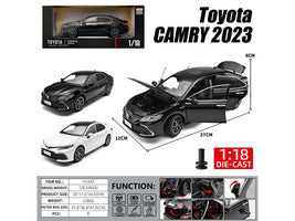 2023 Toyota Camry Hybrid White Metallic with Black Top 1/18 Diecast Model Car by Heimanba Heimanba