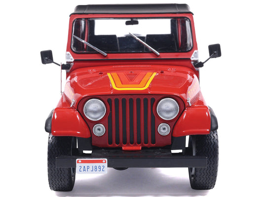 1983 Jeep Renegade Red with Stripes and Black Top 1/24 Diecast Model by IXO Models IXO