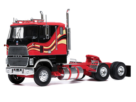1985 Ford CL 9000 Truck Tractor Red and Black with Graphics 1/43 Diecast Model by IXO Models
