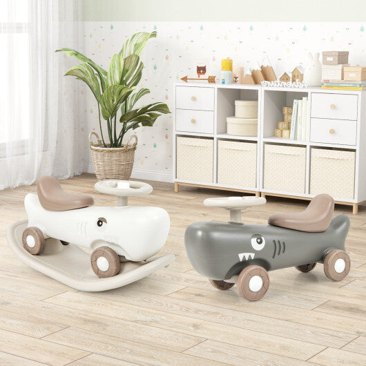 Convertible Rocking Horse and Sliding Car with Detachable Balance Board-White W2B