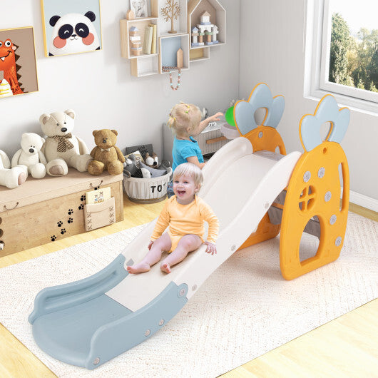 Foldable Slide with Basketball Hoop and Buffer Zone for Kids Aged 3+ Years Old W2B