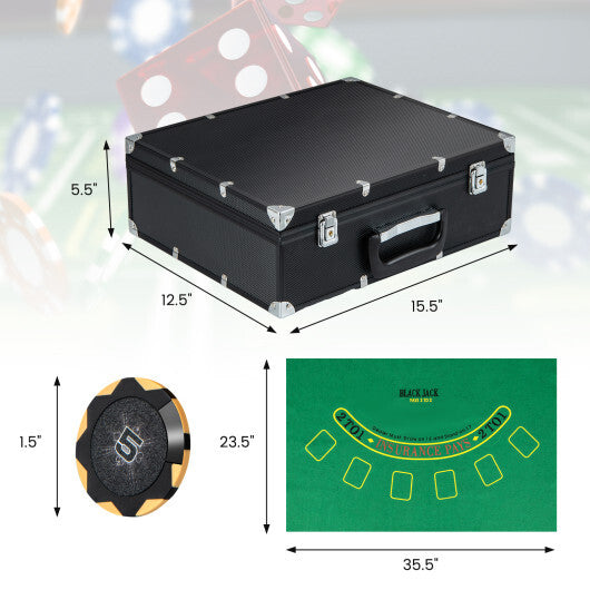 14 Gram Poker Chips 300 Pieces Casino Poker Chip Set-Black W2B