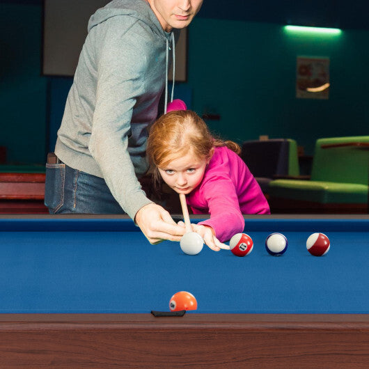 48 Inch Pool Wooden Game Table with Full Set of Ballsfor Kids and Adults-Blue W2B