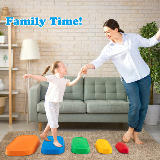 Stepping Stone for Kids 5Pcs Non-Slip Toddler River Stone Set-Multicolor W2B