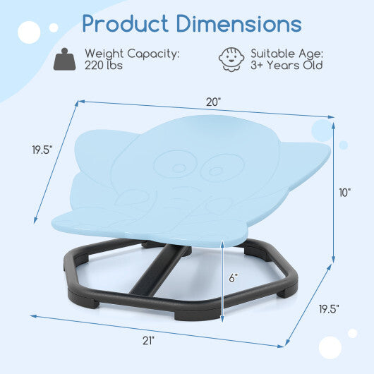 Kids Sensory Swivel Chair Elephant 360 Spinning Chair with Non-Slip Metal Base-Light Blue
