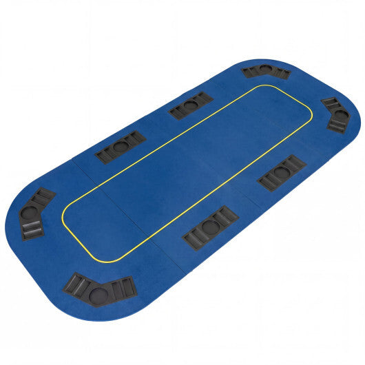 79 Inch x 36 Inch 8-Player Foldable Poker Table Top with Carry Bag and Cup Holders-Blue W2B