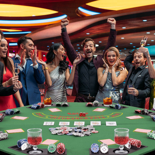 48 Inch 8-Player Foldable Poker Table Top with Carrying Bag and Cup Holders-Blue W2B