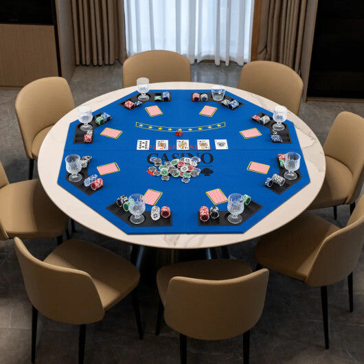 8-Player Foldable Poker Table Top with Carrying Bag-Blue W2B