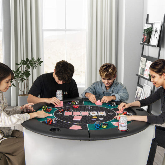 Portable 48 Inch 6-Player Foldable Poker Table Top Round Game Mat-Green W2B