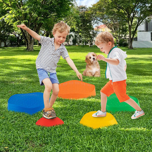Stepping Stones for Kids 5 PCS Non-Slip Balance Stones with Storage Bag-Macaron W2B