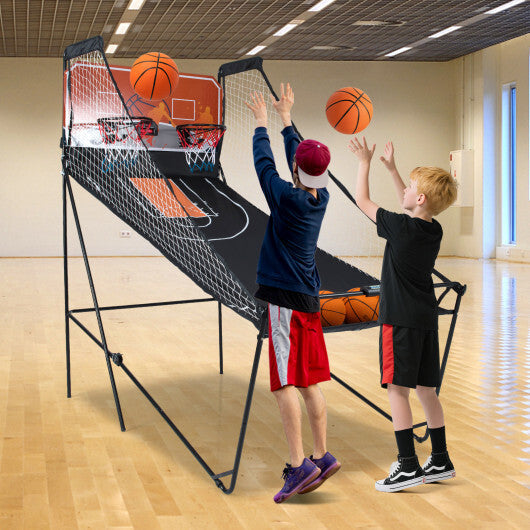 Foldable Basketball Arcade Game Kids Basketball Hoop Machine with 8 Exciting Playing Modes W2B