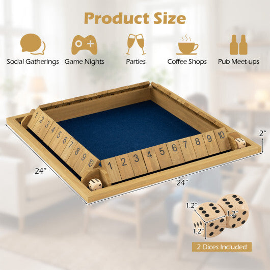 24 Inch Extra-Large Shut The Box Game for 2-4 Players W2B