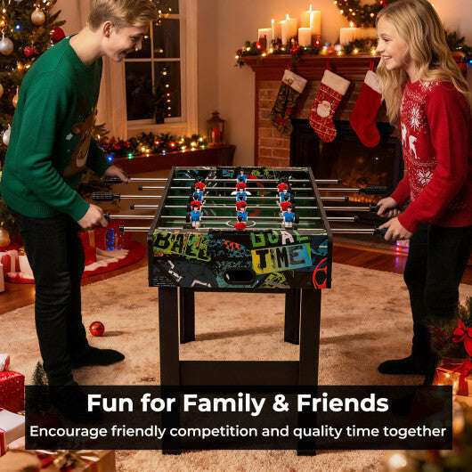 37 Inch Mini Foosball Table 2-in-1 Game Table with Detachable Legs for Tabletop-Black W2B