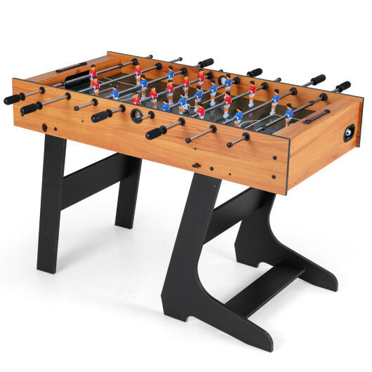 Folding Foosball Table with 22 Players and Slide Scorers Space-Saving Game Table-Black W2B