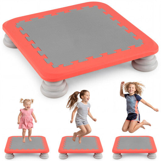 25.5 Inch Kids Mini Trampoline with 4 Removable and Non-Slip Foot Pads-Blue W2B
