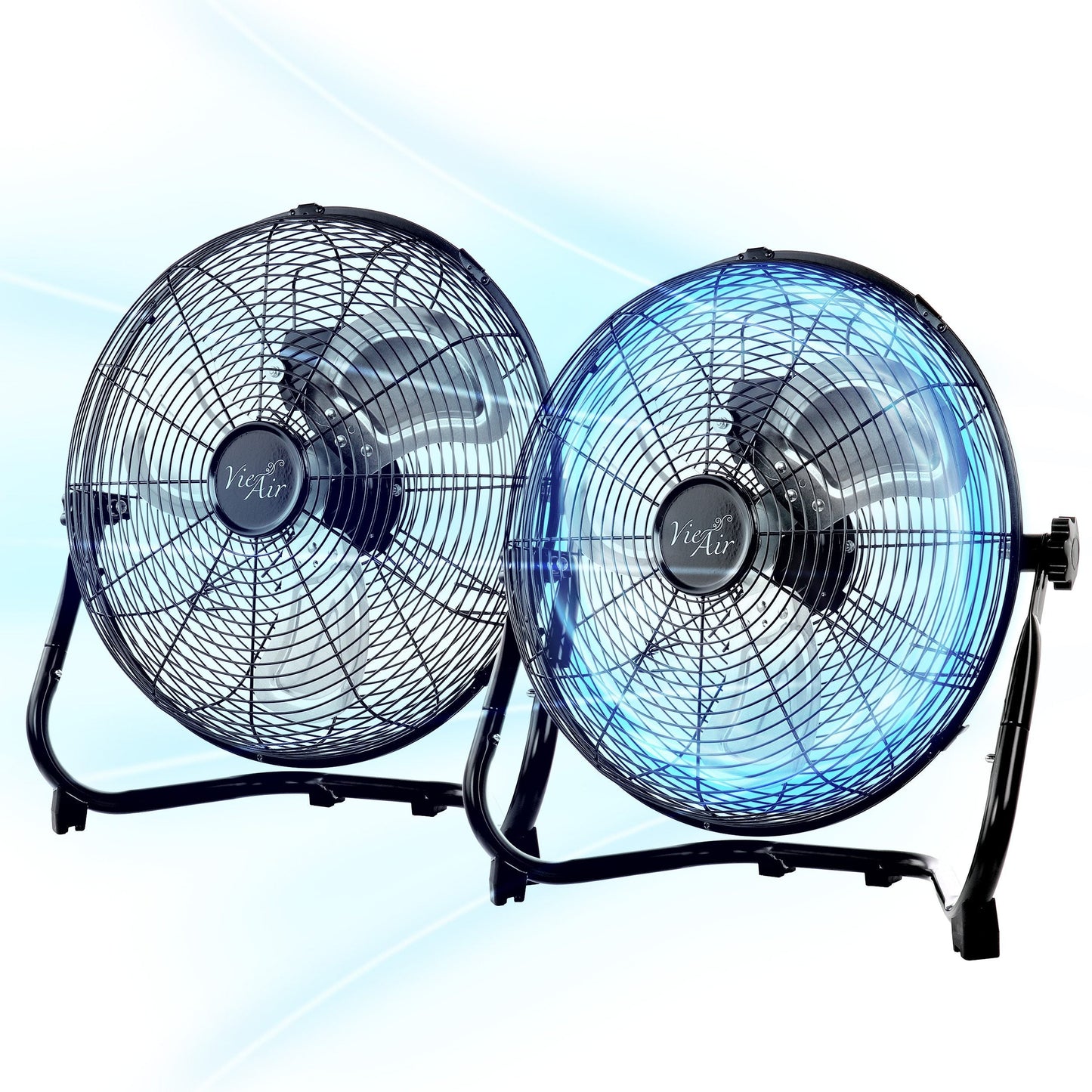 Vie Air 20 Inch Twin Pack Industrial Tilting High Velocity 3 Speed Metal Floor Fan W2B