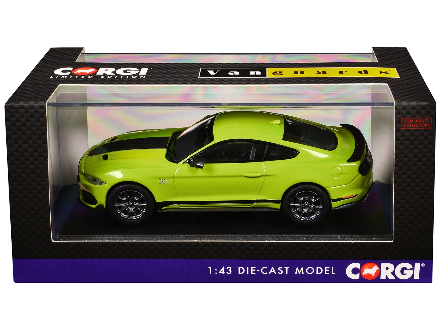 Ford Mustang Mk6 Mach 1 RHD (Right Hand Drive) Grabber Yellow with Black Stripes "Vanguards" Series 1/43 Diecast Model Car by Corgi