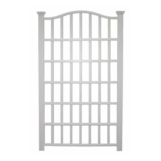Large 8-Ft x 4.5-Ft Outdoor White Vinyl Garden Trellis Privacy Screen FastFurnishings