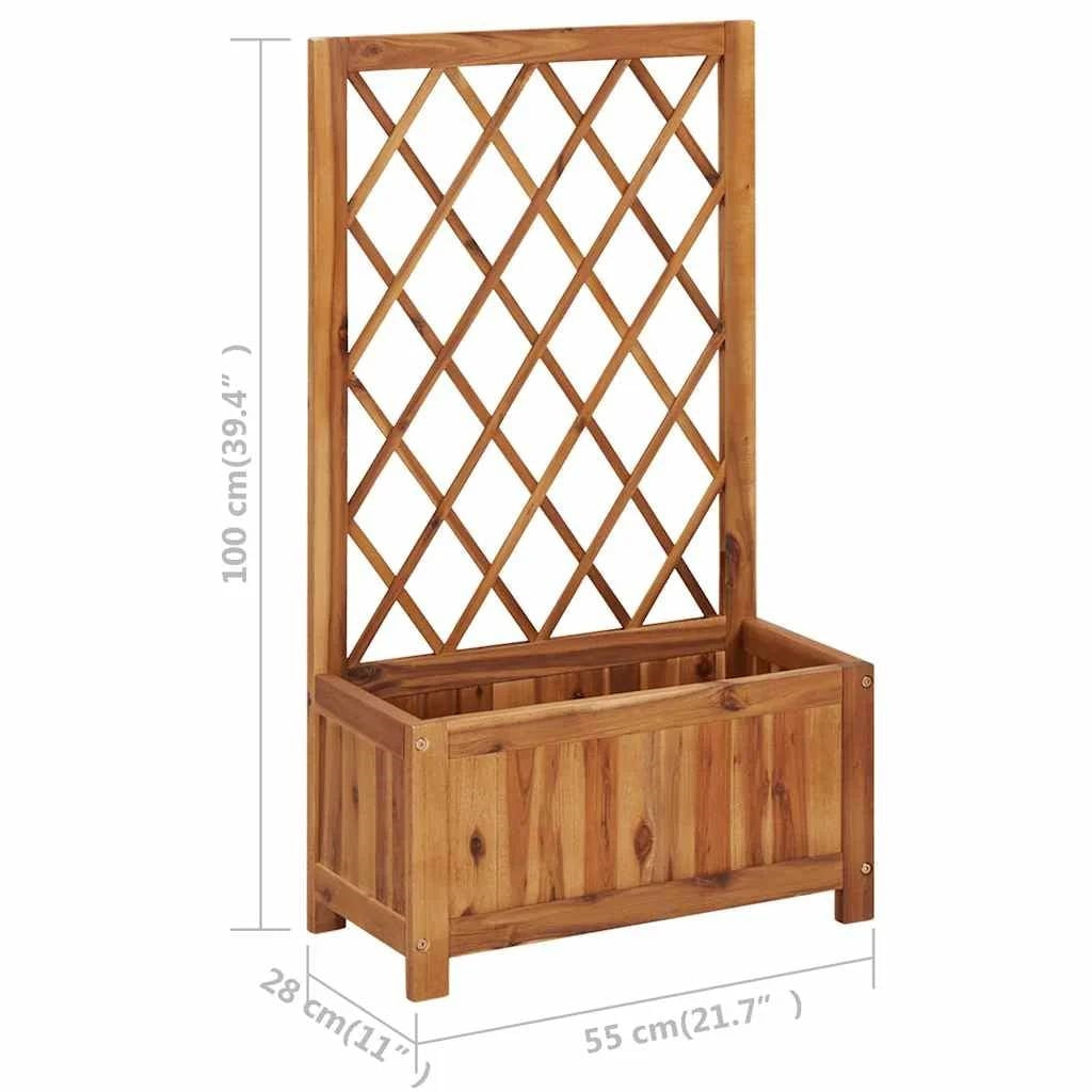 Solid Wood Outdoor Raised Garden Bed Planter with Lattice Trellis FastFurnishings