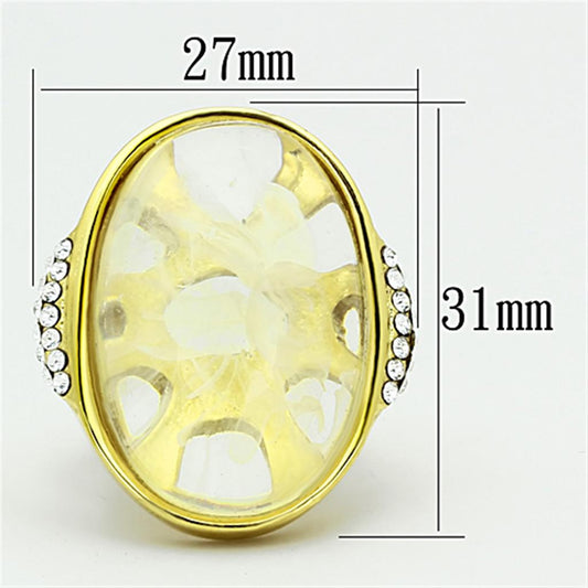 VL108 - IP Gold(Ion Plating) Stainless Steel Ring with Synthetic Synthetic Stone in Clear-1