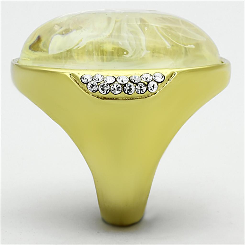 VL108 - IP Gold(Ion Plating) Stainless Steel Ring with Synthetic Synthetic Stone in Clear-3