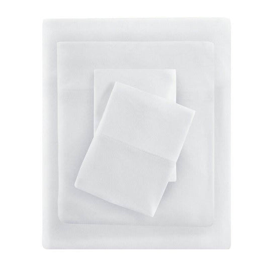 Full Size 4-Piece Cotton Blend Jersey Sheet Set in White FastFurnishings