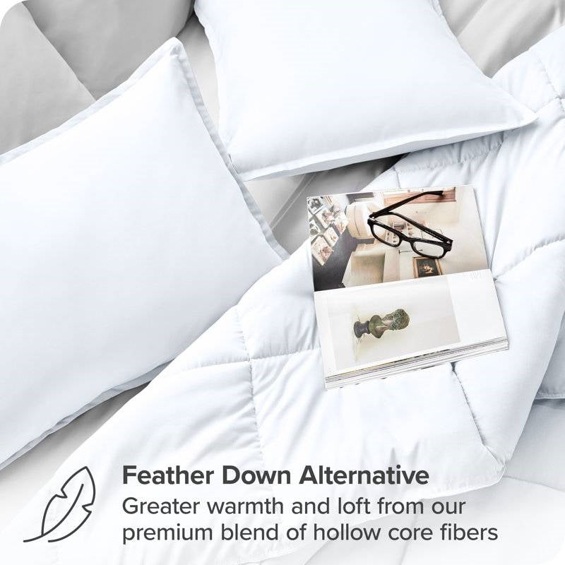 Twin/Twin XL size Super Soft Microfiber Down Alternative Comforter Set White FastFurnishings