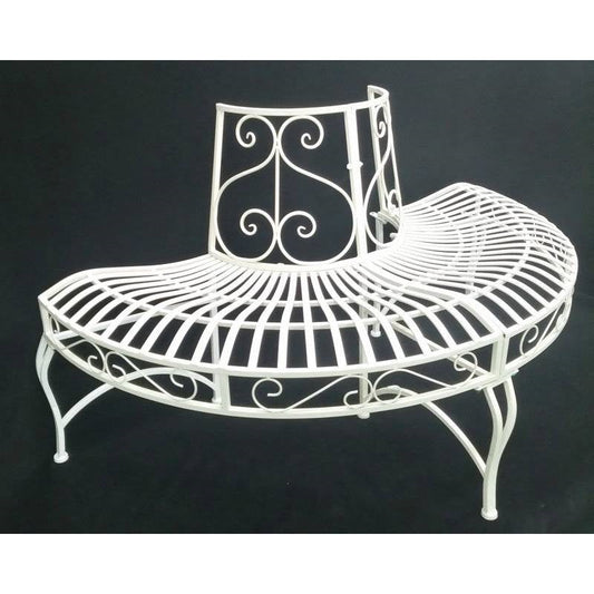 Half-Circle Outdoor White Powder Coated Aluminum Tree Bench FastFurnishings