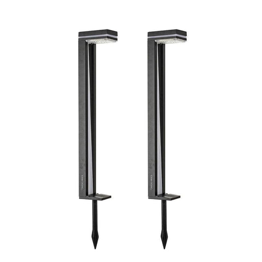 Set of 2 - Modern Outdoor Solar Light White LED Path Outdoor Yard Lighting FastFurnishings