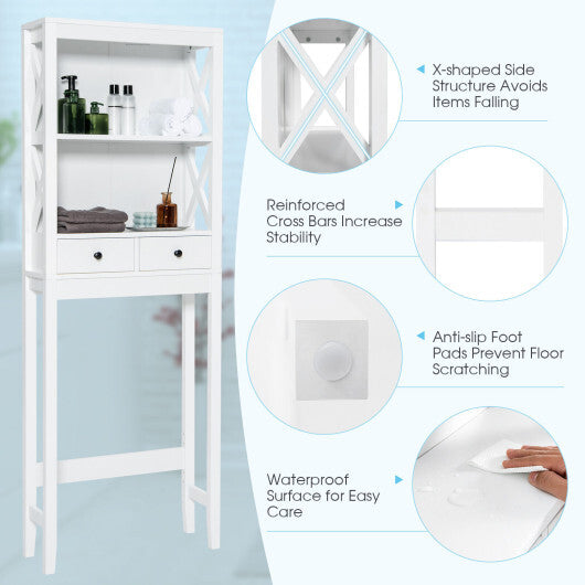 Costway Toilet Space Saver Bathroom Organizer Storage Shelf with Drawers
