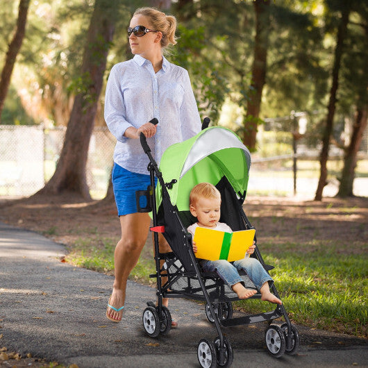 Costway Folding Lightweight Baby Toddler Umbrella Travel Stroller with Storage Basket Green W2B