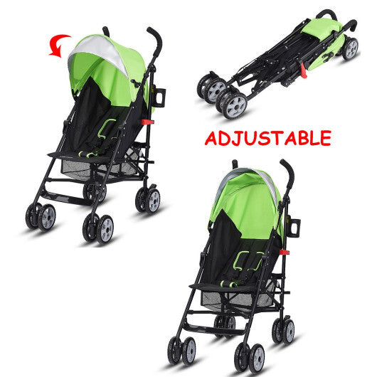 Costway Folding Lightweight Baby Toddler Umbrella Travel Stroller with Storage Basket Green W2B
