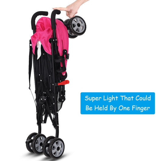 Costway Folding Lightweight Baby Toddler Umbrella Travel Stroller with Storage Basket Pink W2B