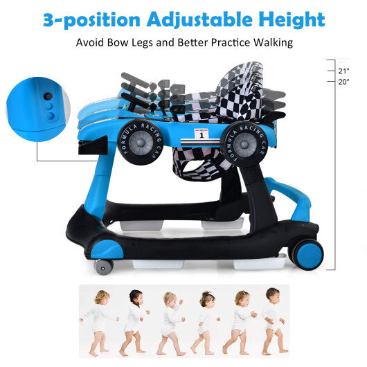 Costway 4-in-1 Baby Walker Foldable Activity Push Walker Adjustable Height Blue W2B