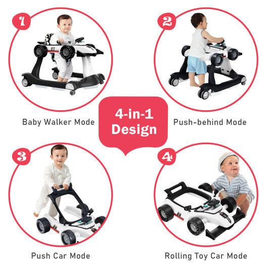 Costway 4-in-1 Baby Walker Foldable Activity Push Walker Adjustable White W2B