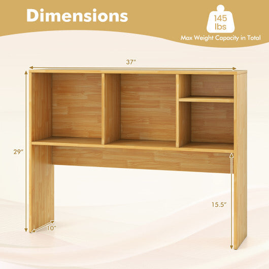 Costway Computer Desktop Bookcase with 4 Cubbies and Open Back Compartment-Beige