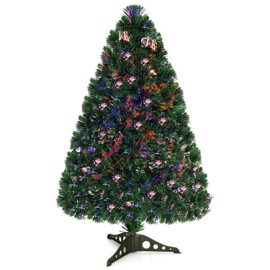Costway 3Ft Pre-Lit Fiber Optic PVC Christmas Tree Tabletop Plastic W2B