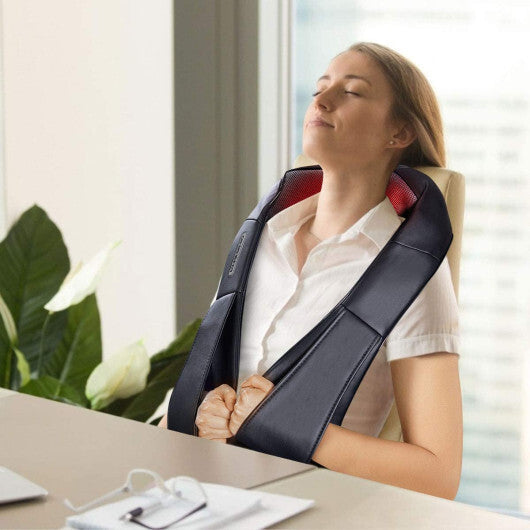 Costway Shiatsu Back and Neck Massager Kneading Shoulder Massage Pillow with Heat Straps W2B