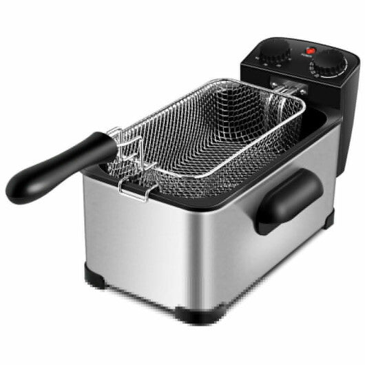 Costway Electric Deep Fryer 3.2 QT/12-Cup Stainless Steel 1700W with Frying Basket W2B