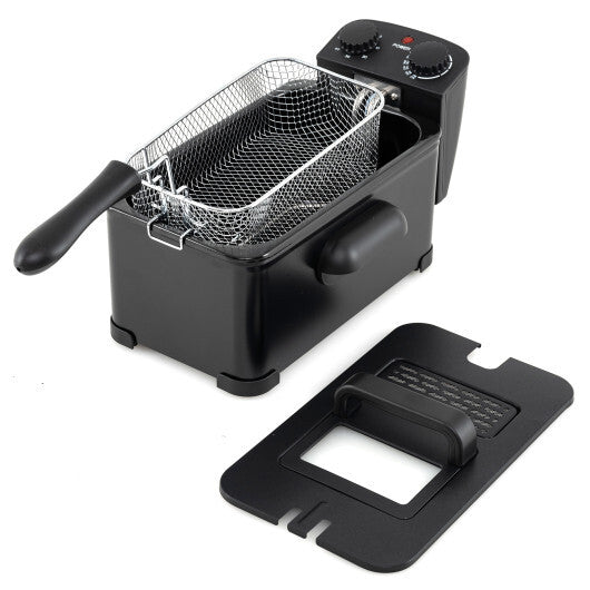 Costway 3.2 Quart Electric Stainless Steel Deep Fryer with Timer Black W2B