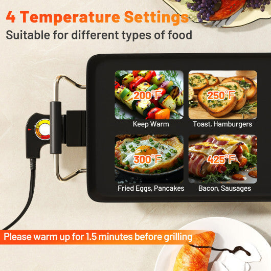 Costway 27 Inch Large Electric Griddle Nonstick BBQ Grill with Adjustable Temperature W2B