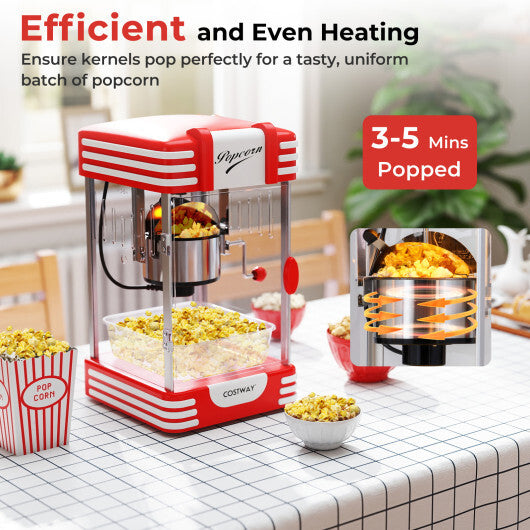 Costway Theater Style Countertop Popcorn Maker with Stainless Steel Kettle-Red