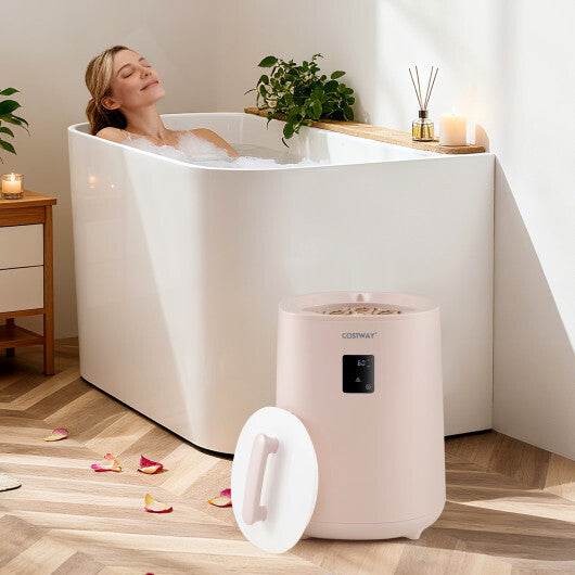 Costway 18L Large Towel Warmer with LED Display and Auto Shut off Pink