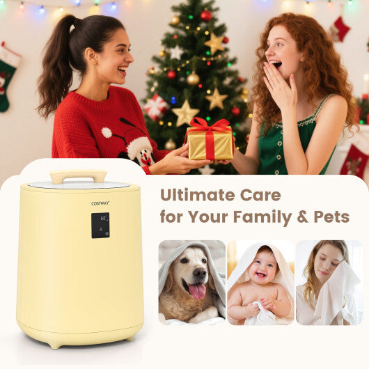 Costway 18L Large Towel Warmer with LED Display and Auto Shut off Yellow W2B