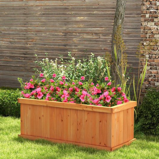 Costway Raised Garden Bed Wooden Planter Box with 4 Drainage Holes and Detachable Bottom Panels-Orange W2B
