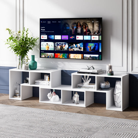 Costway 3 Pieces Adjustable TV Stand for TVs up to 65 Inch with Shelves White W2B