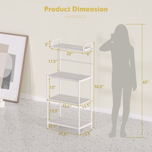 Costway 4-Tier Baker's Rack Microwave Oven Rack Shelves Kitchen Storage Organizer Iron White W2B