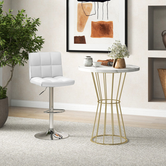 Costway Adjustable Swivel Bar Stool with PU Leather White W2B