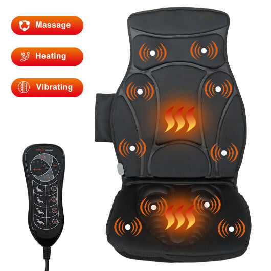 Costway Vibration Massage Seat Cushion Car 10 Vibration Motors Seat Back Massager W2B