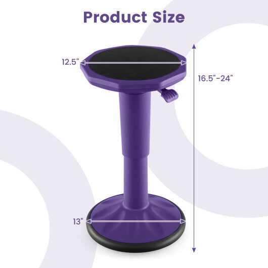 Costway Adjustable-Height Wobble Chair Active Learning Stool for Office Stand Up Desk Purple